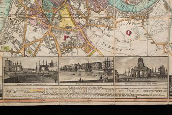 KARTA I FODRAL, "NEW MAP OF LONDON" Langley & Belch´s. 1800-talets första  hälft.