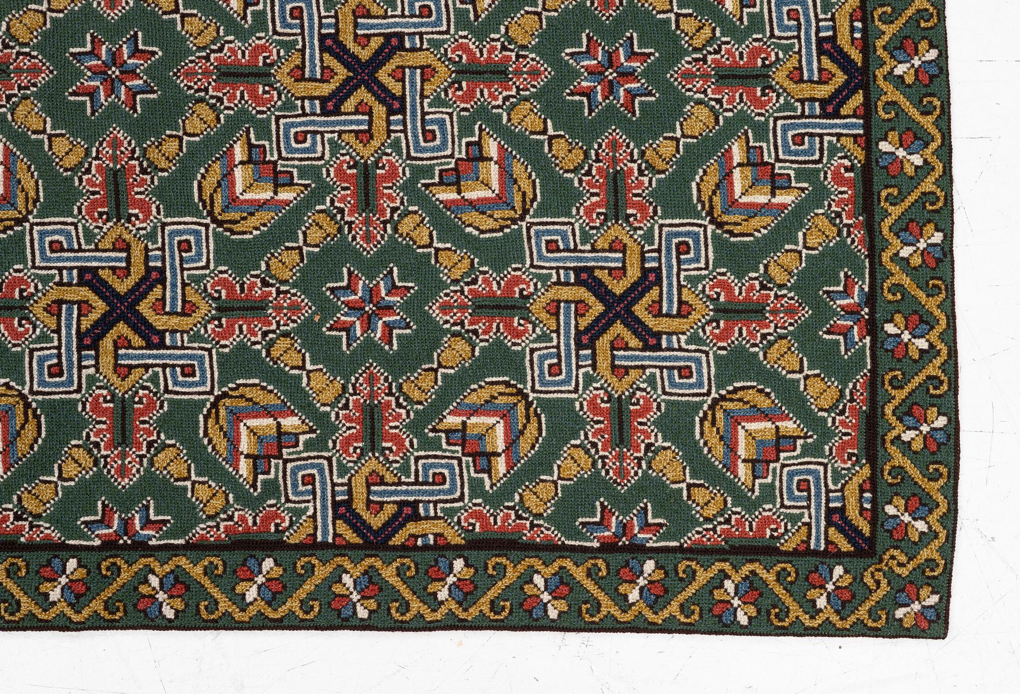 A cross-stitch embroidery bed cover, Scania c.. 188 x 160 cm, Scania, around 1900.