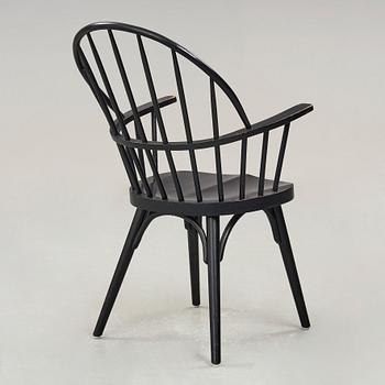 Uno Åhrén, a black stained birch chair, Gemla Sweden 1930's. This model was introduced at the 1930 Stockholm Exhibition.