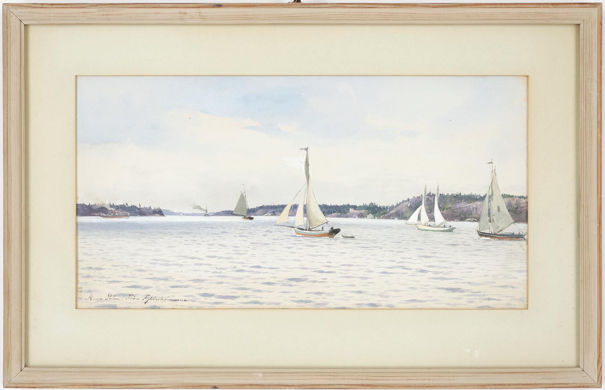 ANNA PALM DE ROSA, akvarell och täckvitt, signerad Anna Palm.