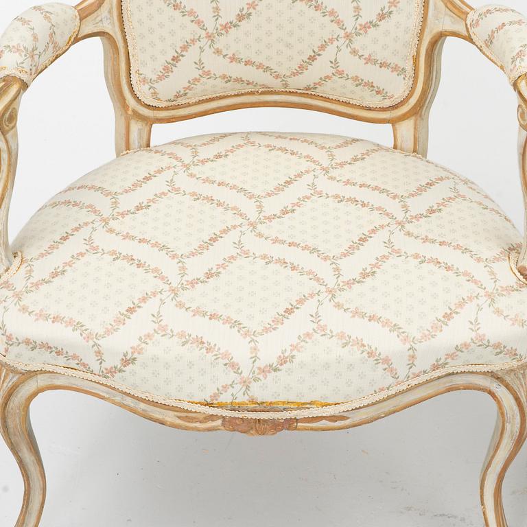 A matched pair of Rococo armchairs, 18th Century.
