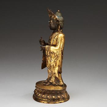 BODHISATTVA, förgylld brons. Qing dynastin.
