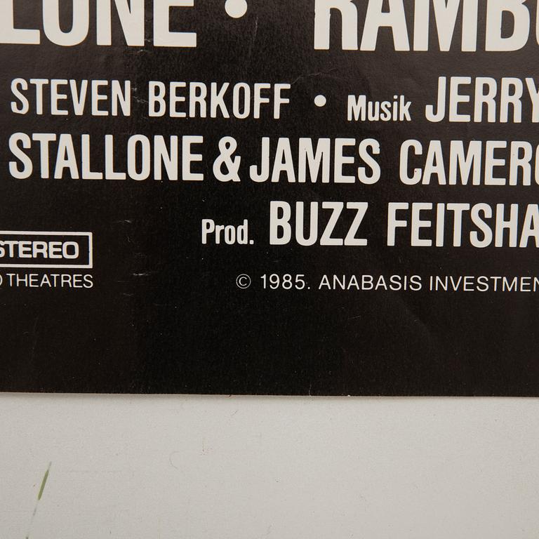 Filmaffisch Sylvester Stallone "Rambo First blood II" 1985.