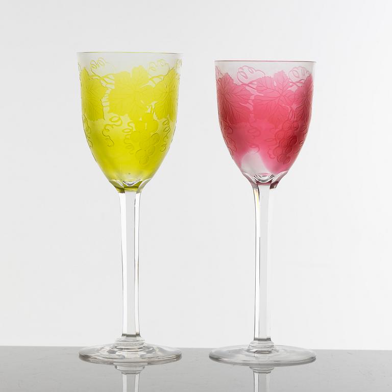 Orrefors, vinglas, två stycken, Jugend ca 1915.