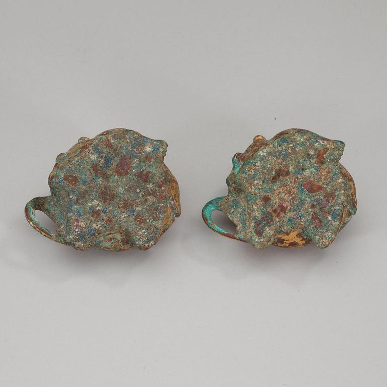 Two archaistic bronze weights, China.