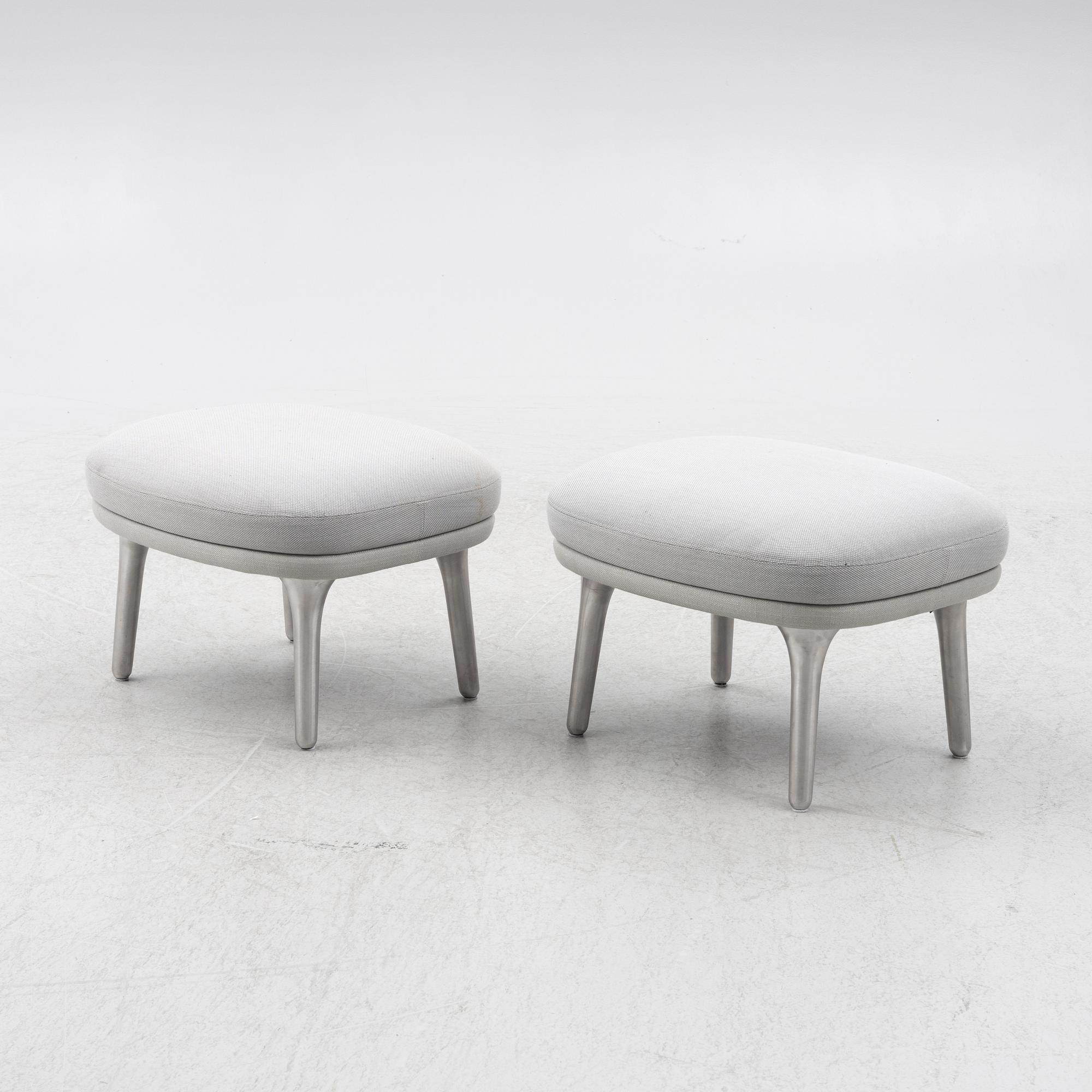 Jaime Hayon, a pair of 'Ro' lounge chairs with footstools, Fritz Hansen.
