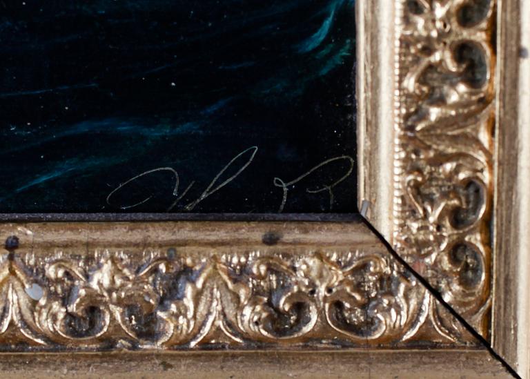 OKÄND KONSTNÄR, olja på plåt, monogramsignerad, 1800-tal.