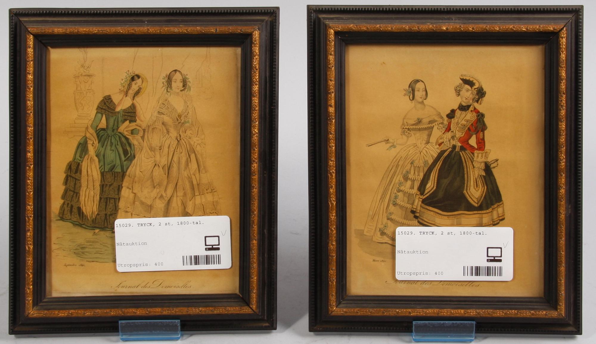 TRYCK, 2 st, 1800-tal.