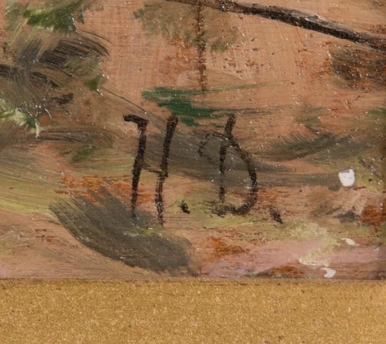 Helge Dahlman, olja på pannå, signerad.