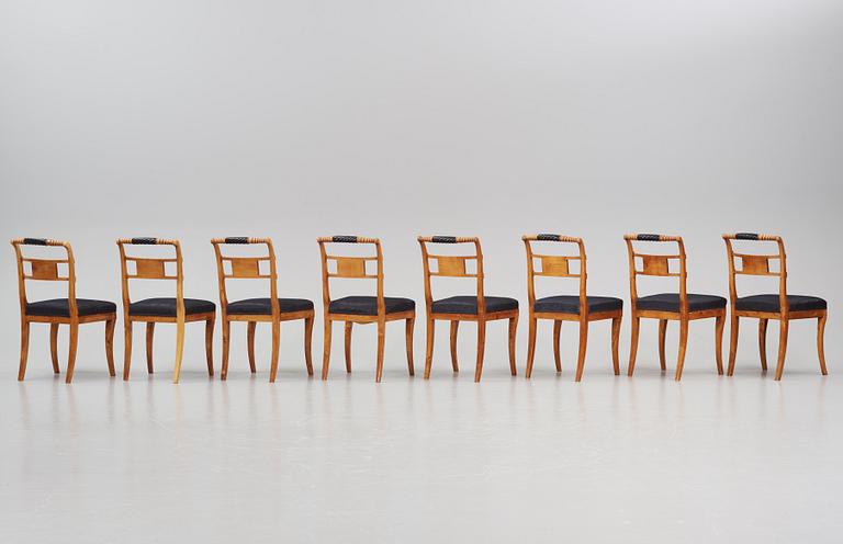 A set of eight Empire chairs by Anders Eriksson, Hassungared, first part 19th century.