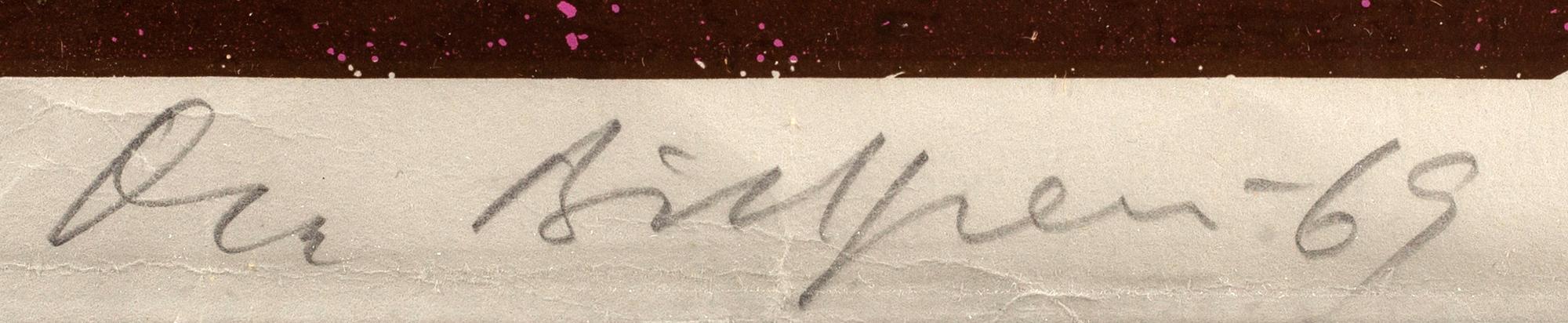 An Silkscreen by Ola Billgren "Då som nu", signed, dated 69 and number 207/250.