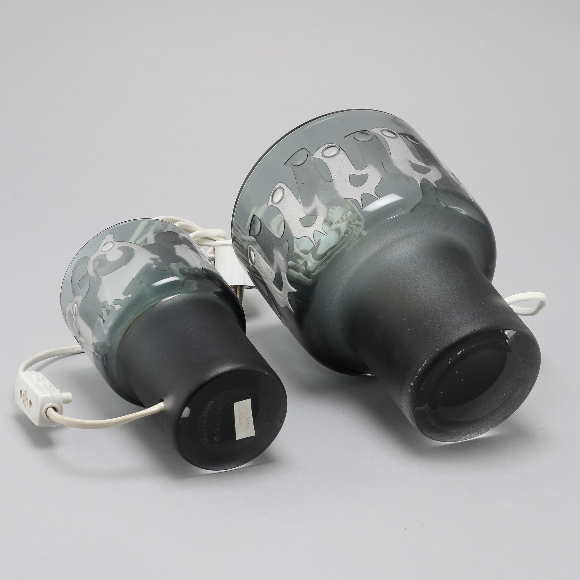 Two late 20th century table lamps by Hans-Ove Sandberg for Kosta.