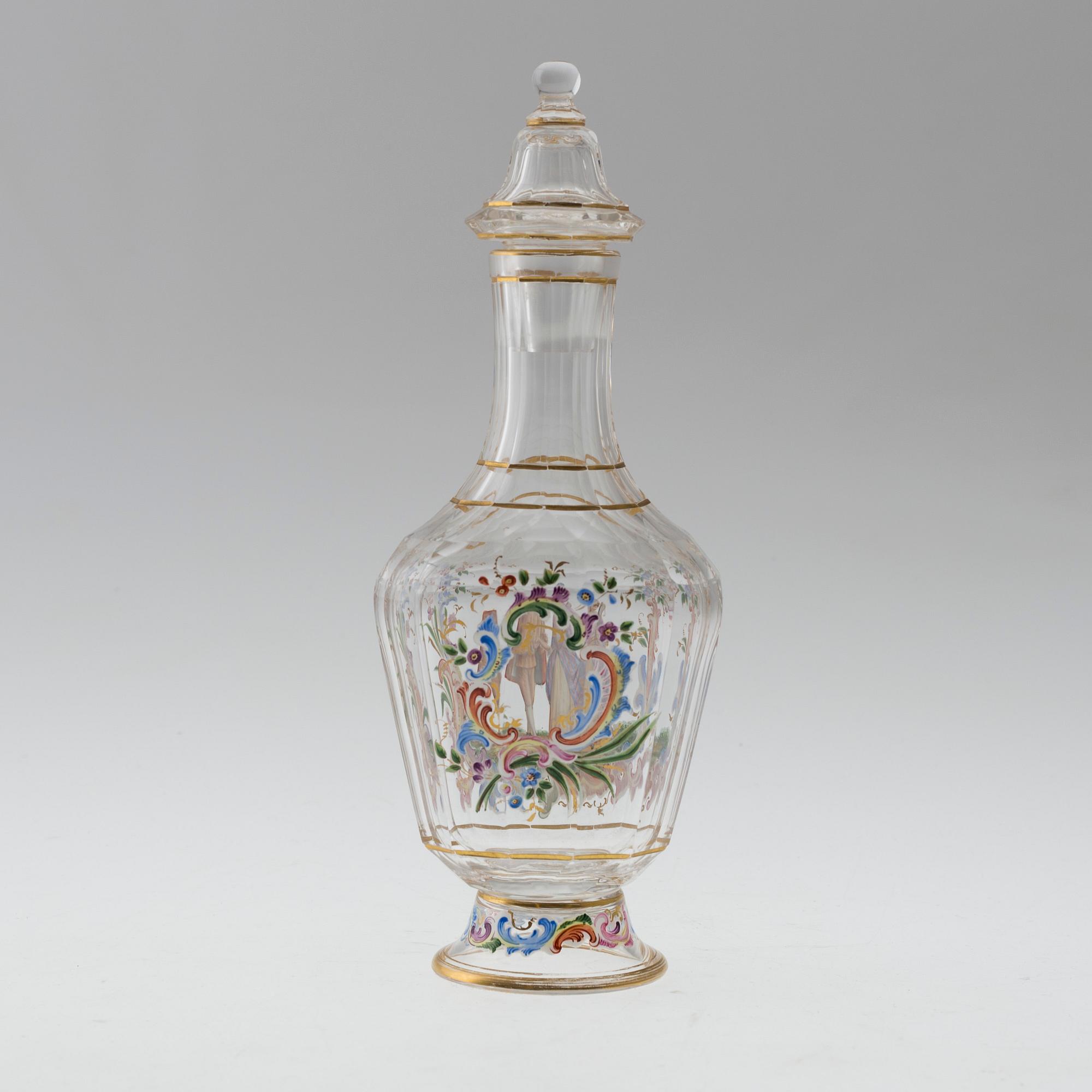 A painted glass flacon, mark of J & L Lobmeyr, Vienna, Austria, late 19th century.