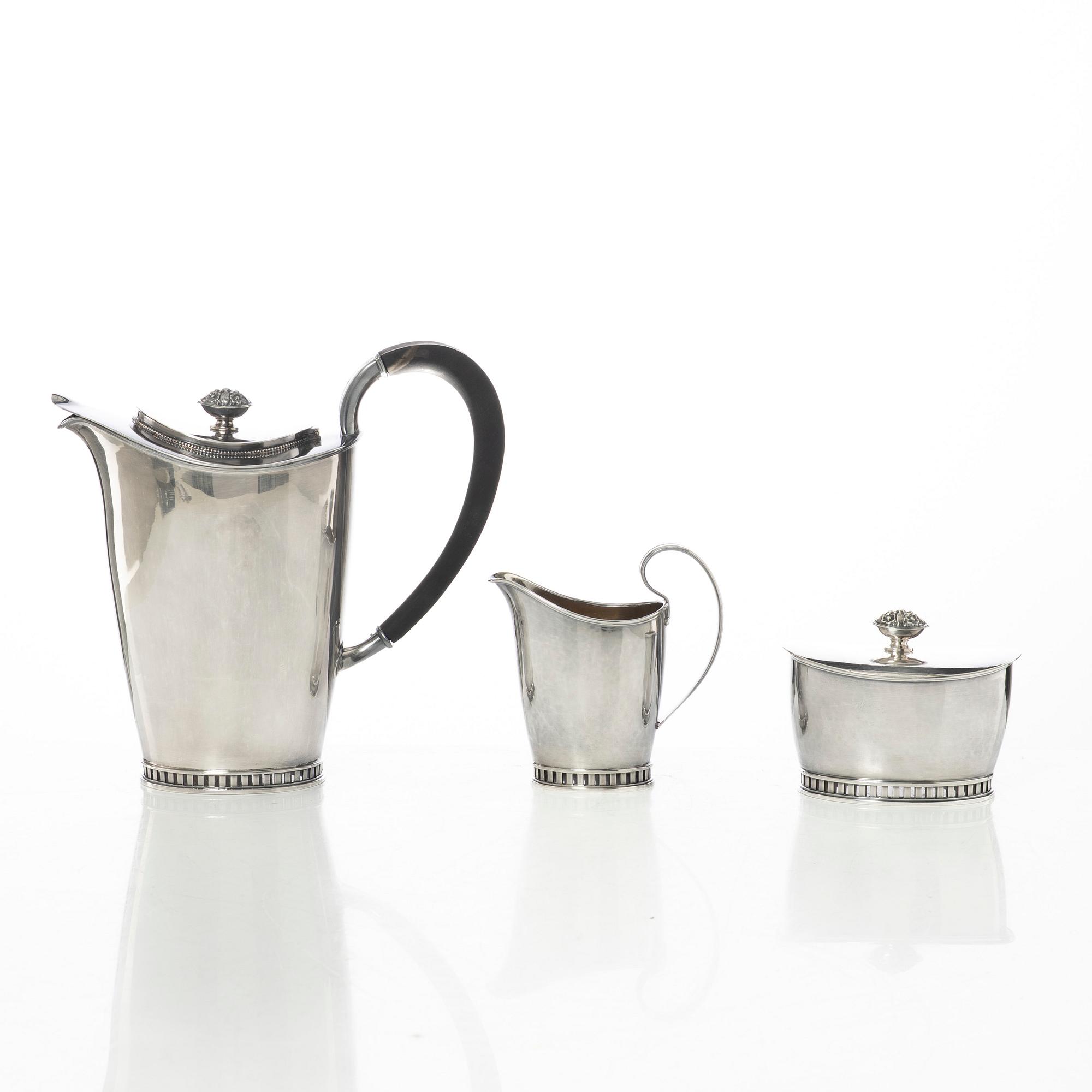 Sven-Arne Gillgren, Kaffeservis, 3 delar, silver, Swedish Modern, Stockholm 1965.