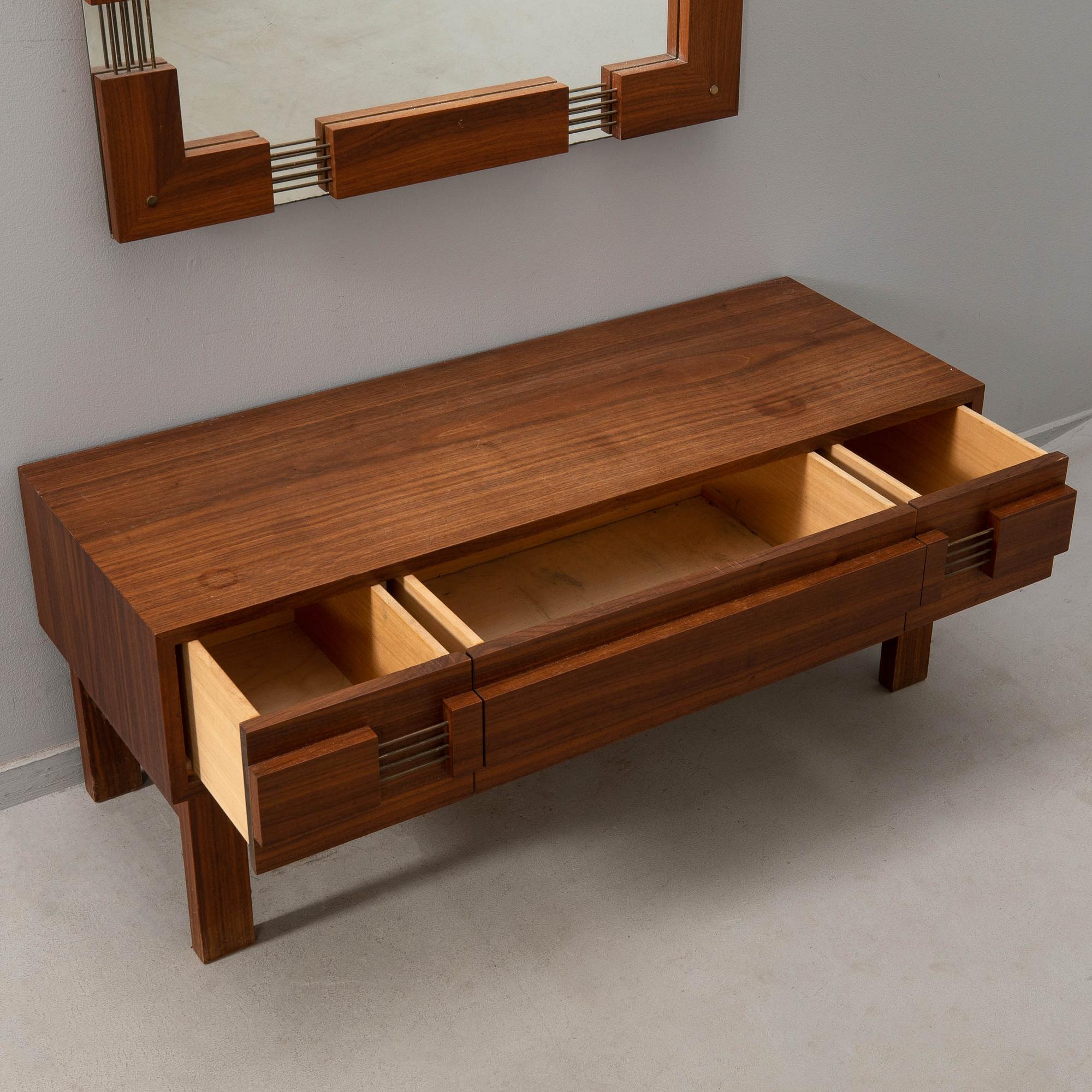 Hall furniture 2 pcs Glass & Wood Hovmantorp 1970s model 7009.