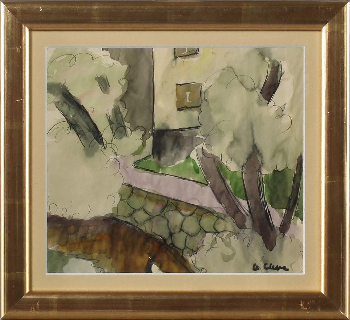 AGNES CLEVE, akvarell, signerad.