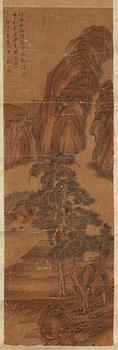 139. A hanging scroll of a landscape in Song style, Qing dynasty, 19th century.