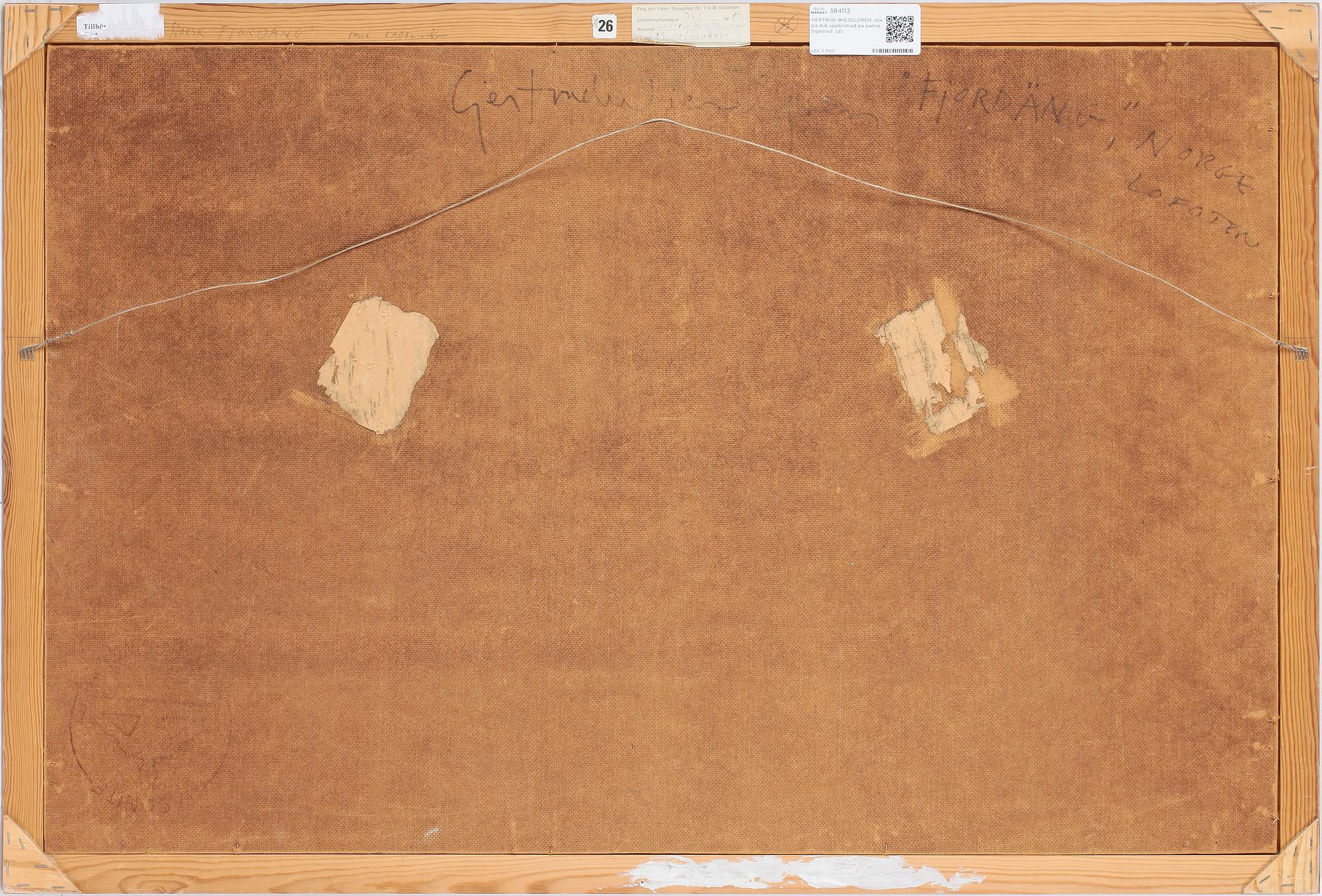 GERTRUD WIESELGREN, olja på duk uppklistrad på pannå. Signerad.