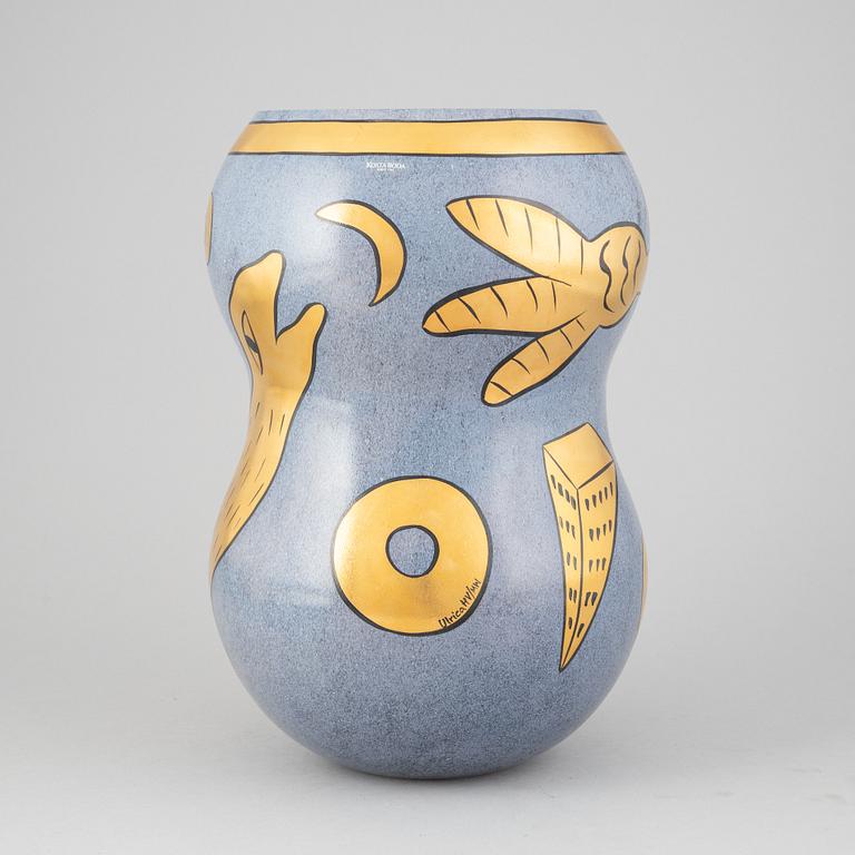 Ulrica Hydman-Vallien, vas, pokal, samt 6 glas, Kosta Boda, signerade.