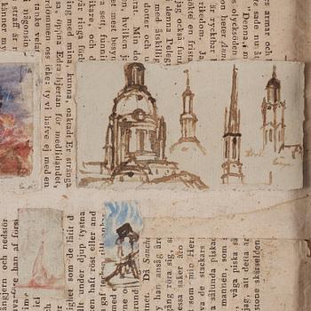Carl Samuel Graffman, 11 drawings mounted on a printed sheet.