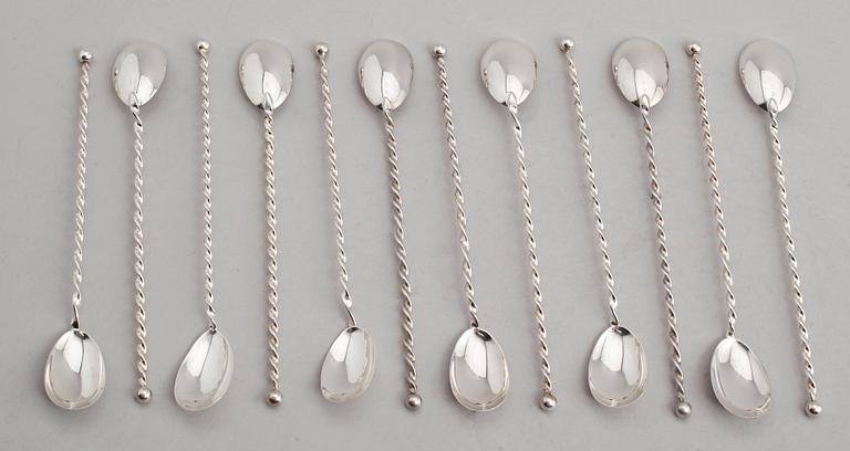 DRINKSKEDAR, 12 st, silver, 1900-talets mitt. Vikt ca 169 gram.