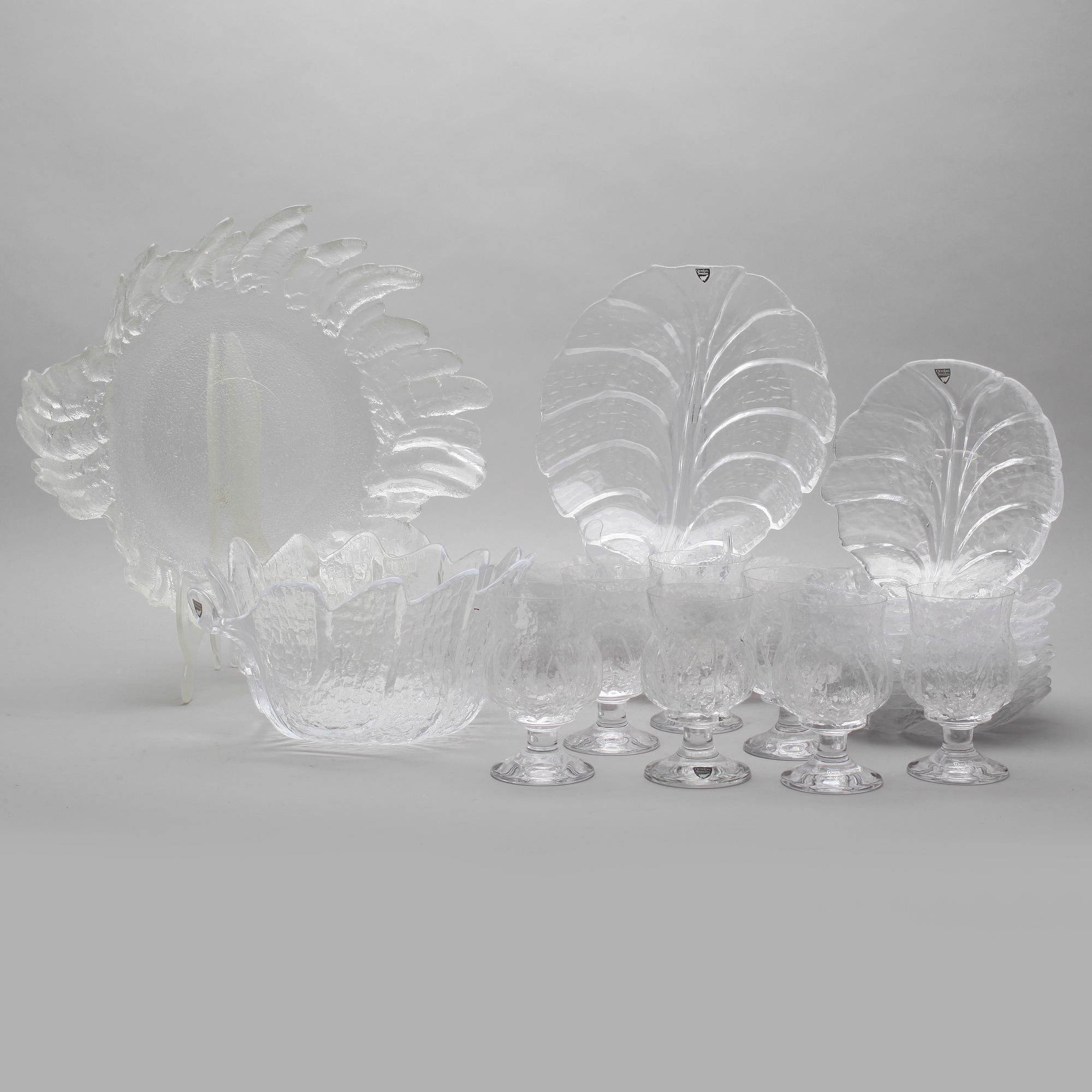 SERVISDELAR, 27 delar, glas, Orrefors, 1900-talets andra hälft.