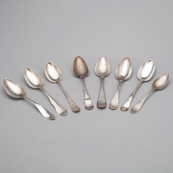 MATSKEDAR, 17 st, silver, bland annat Johan Lindbom, Visby, 1779. 1700-, 1800- samt 1900-tal. Total vikt ca 755 gram.