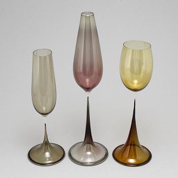 Nils Landberg, a set of three "Tulip" glass vases, Orrefors Expo.