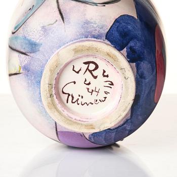 Isaac Grünewald, a painted stoneware vase, Rörstrand, Sweden, 1944.
