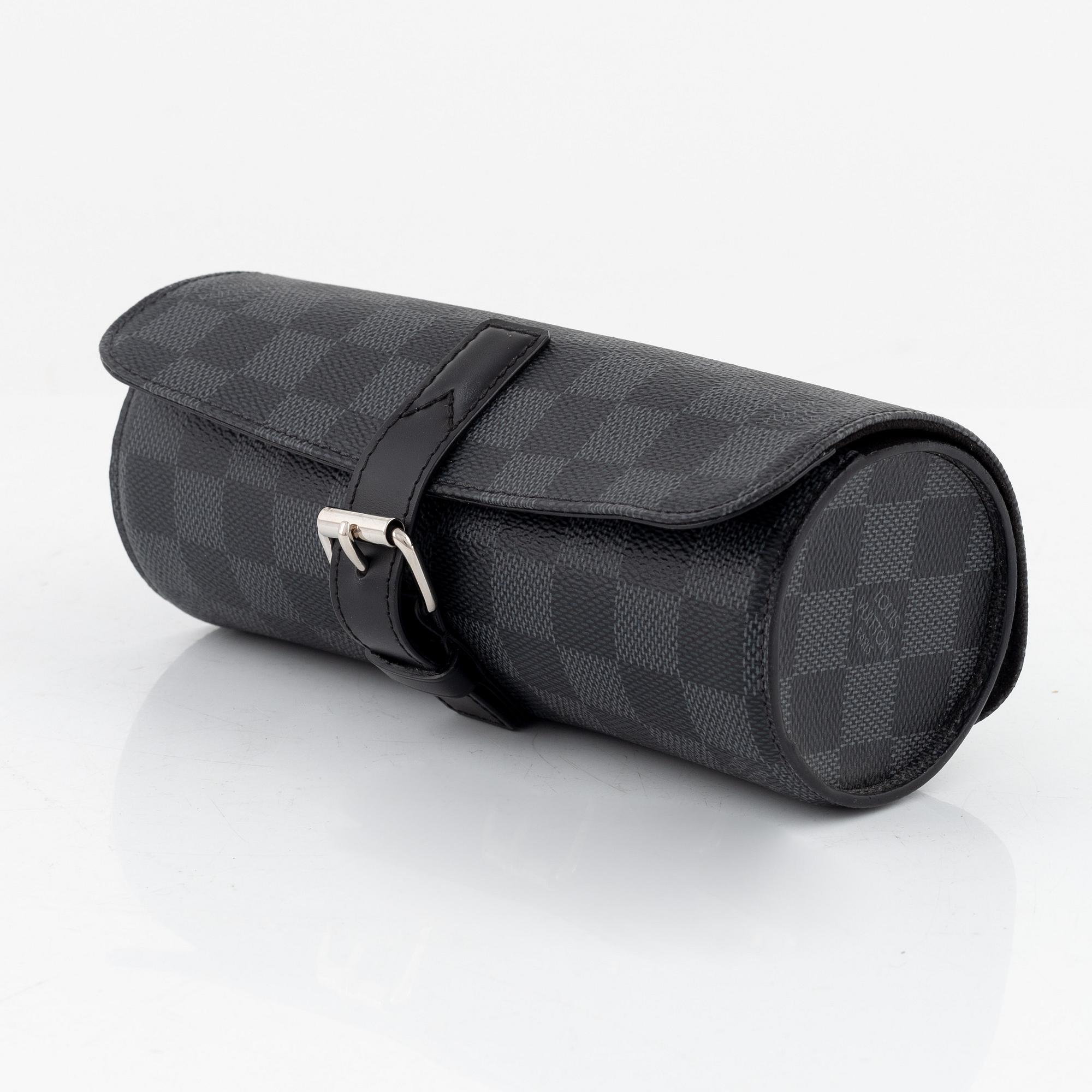 Louis Vuitton a Damier graphite 3 watch case Bukowskis