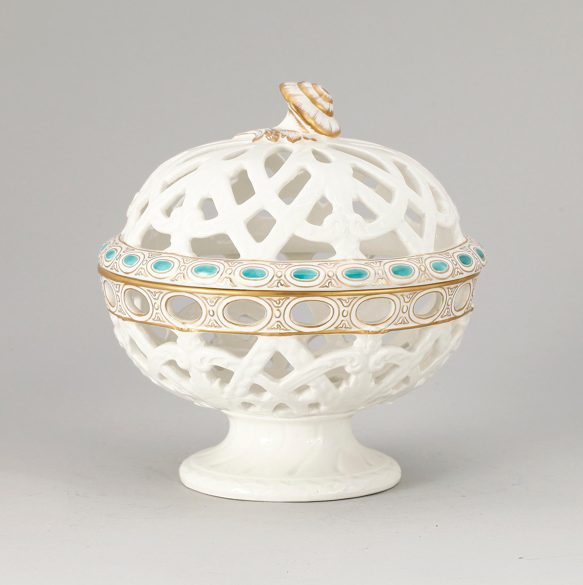 POTPURRISKÅL MED LOCK, flintgods, Gustafsberg 1914.