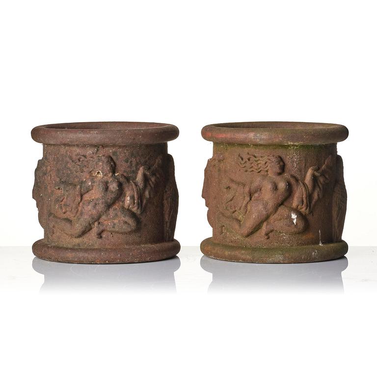 Anna Petrus, a pair of "Blomkruka N:r 1" cast iron flower pots, Näfveqvarns bruk, Sweden.