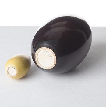 Stig Lindberg, vaser "Gnurglor", 2 st, Gustavsbergs studio 1961.