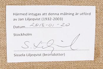 Jan Liljeqvist, olja på duk, a tergo intygad av konstnärens brorsdotter.