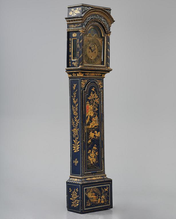 A George II blue-japanned longcase clock by William Barrow (watchmaker in London 1700-36).