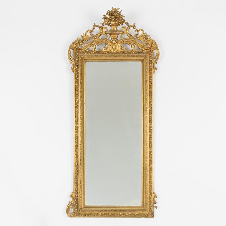 Spegel och konsolbord, rokokostil 1800-tal.