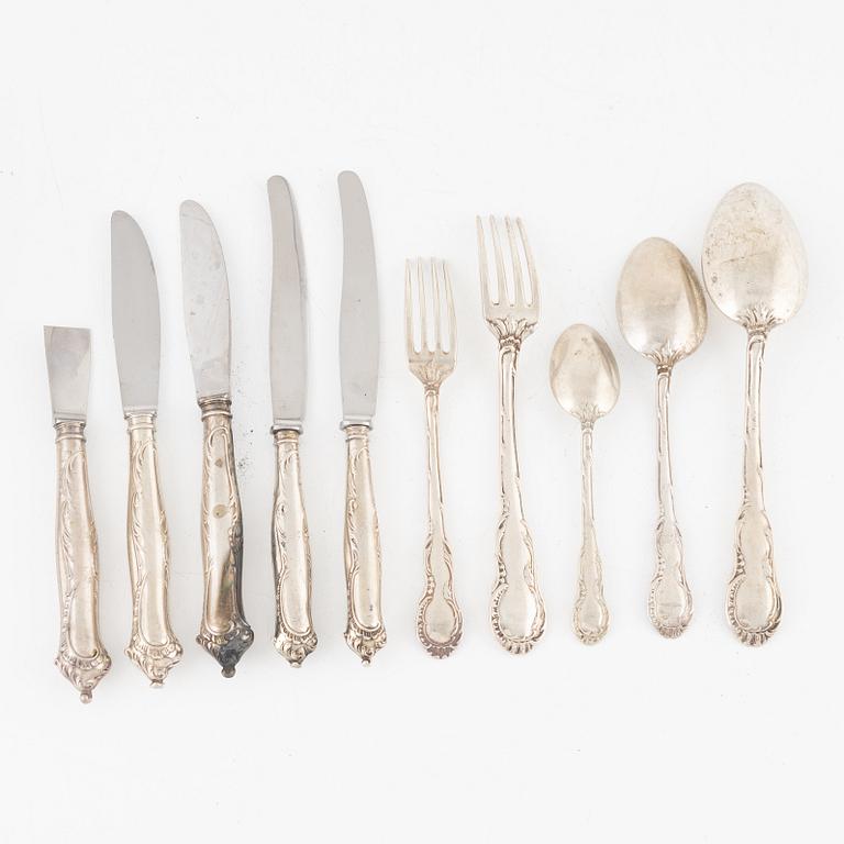 Bestickservis, 64 delar, Gustaf Möllenborg, Stockholm, bl.a. 1899.