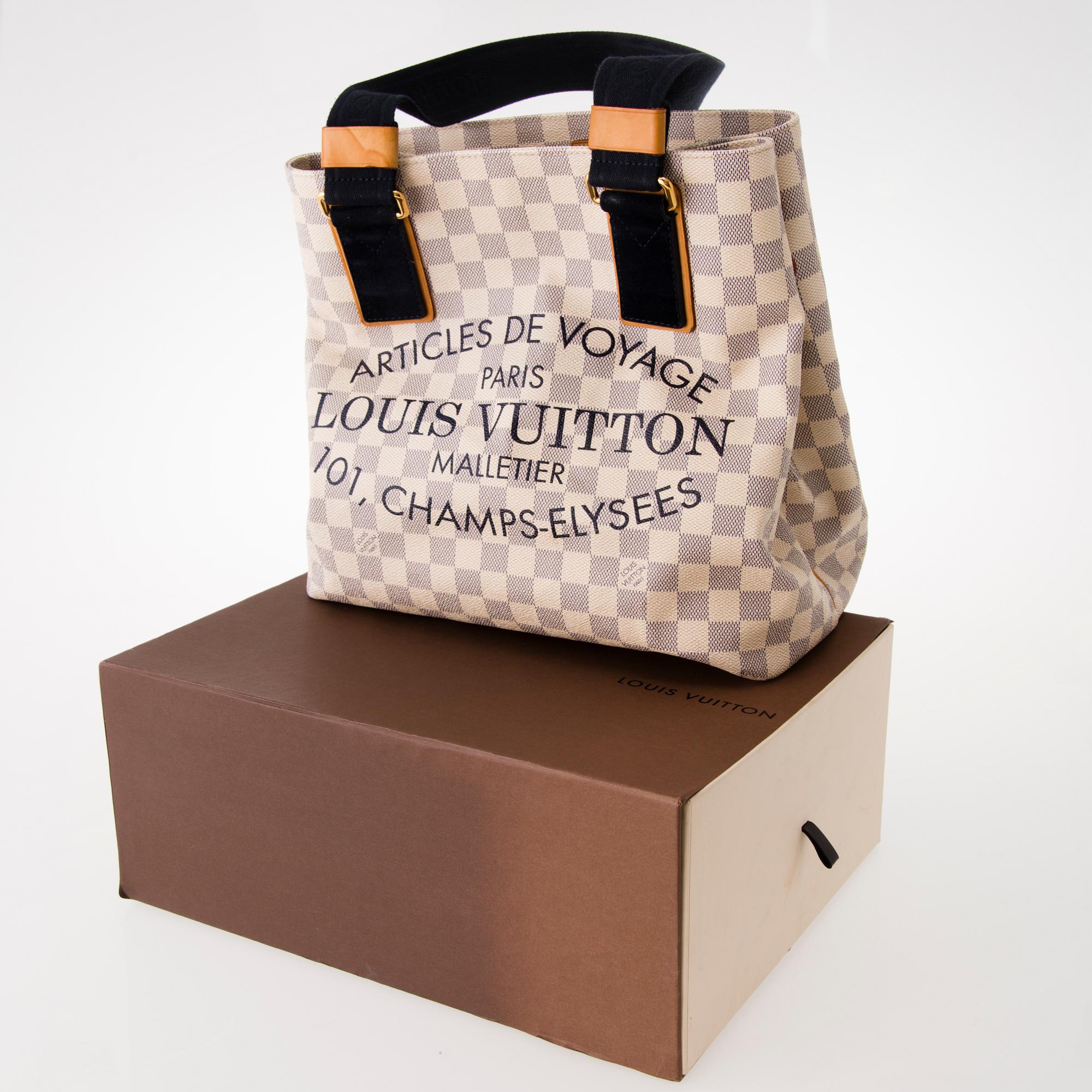 LOUIS VUITTON Damier Azur Articles de Voyage Tote Bag.