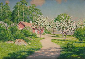 641. Johan Krouthén, Summer landscape with a red cottage.