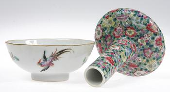 VAS samt SKÅL porslin, Kina, 1800/1900-tal.