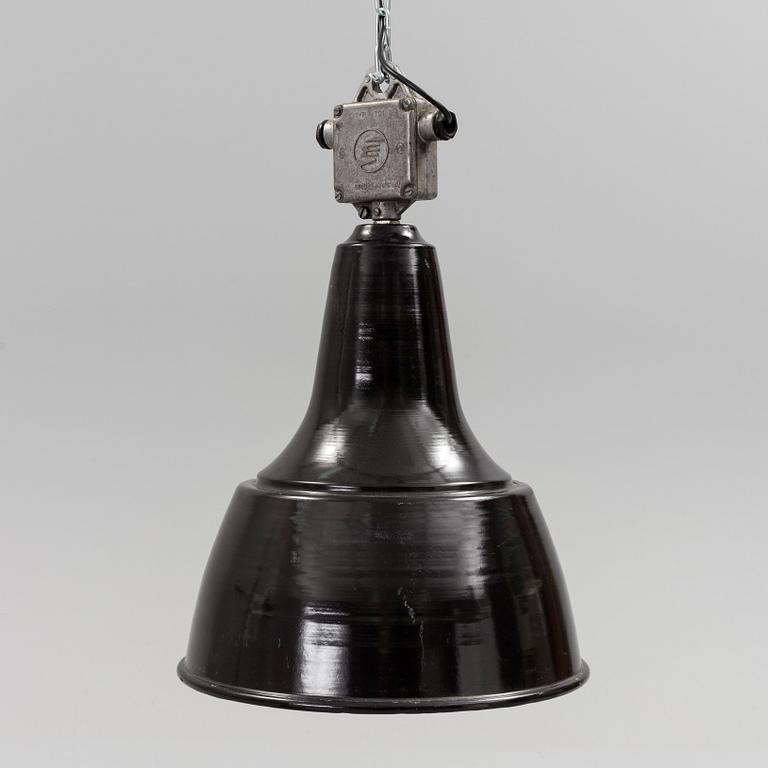 A mid 20th century metal ceiling light. Height ca 55 cm.