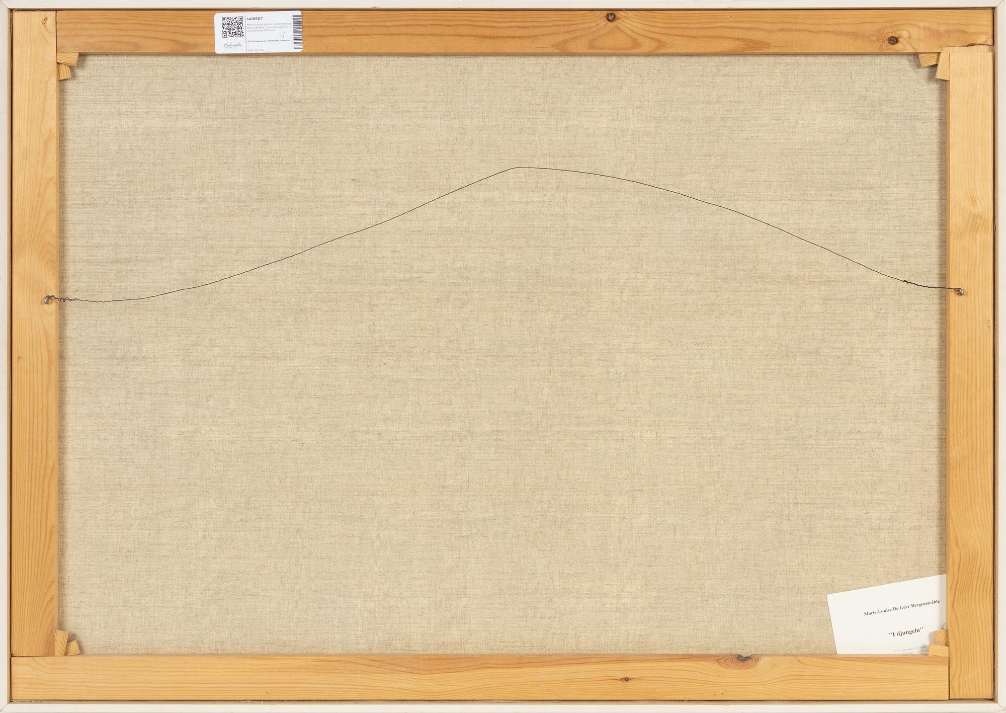 Marie-Louise Ekman, silkscreen on canvas, signed, numbered 32/100 and dated 1976.