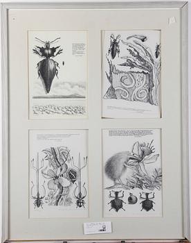 Karl Axel Pehrson · PEHRSON, KARL AXEL, litografier,  4 st i en ram, sign, numr o dat -77-80.