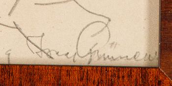 Isaac Grünewald, pencil drawing, signed.