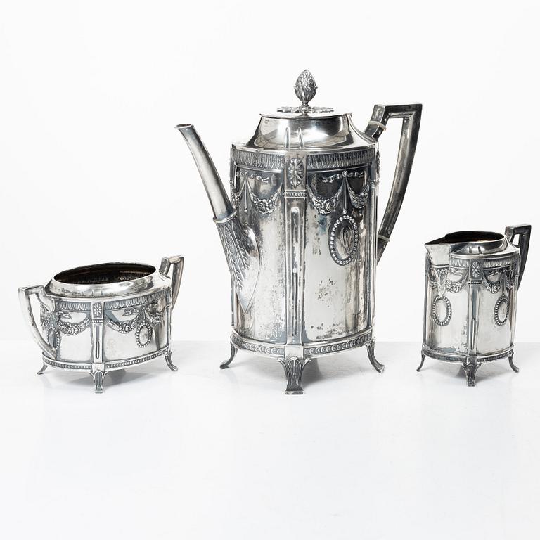 K. Andersson, a three piece silver coffee service, Stockholm 1914.