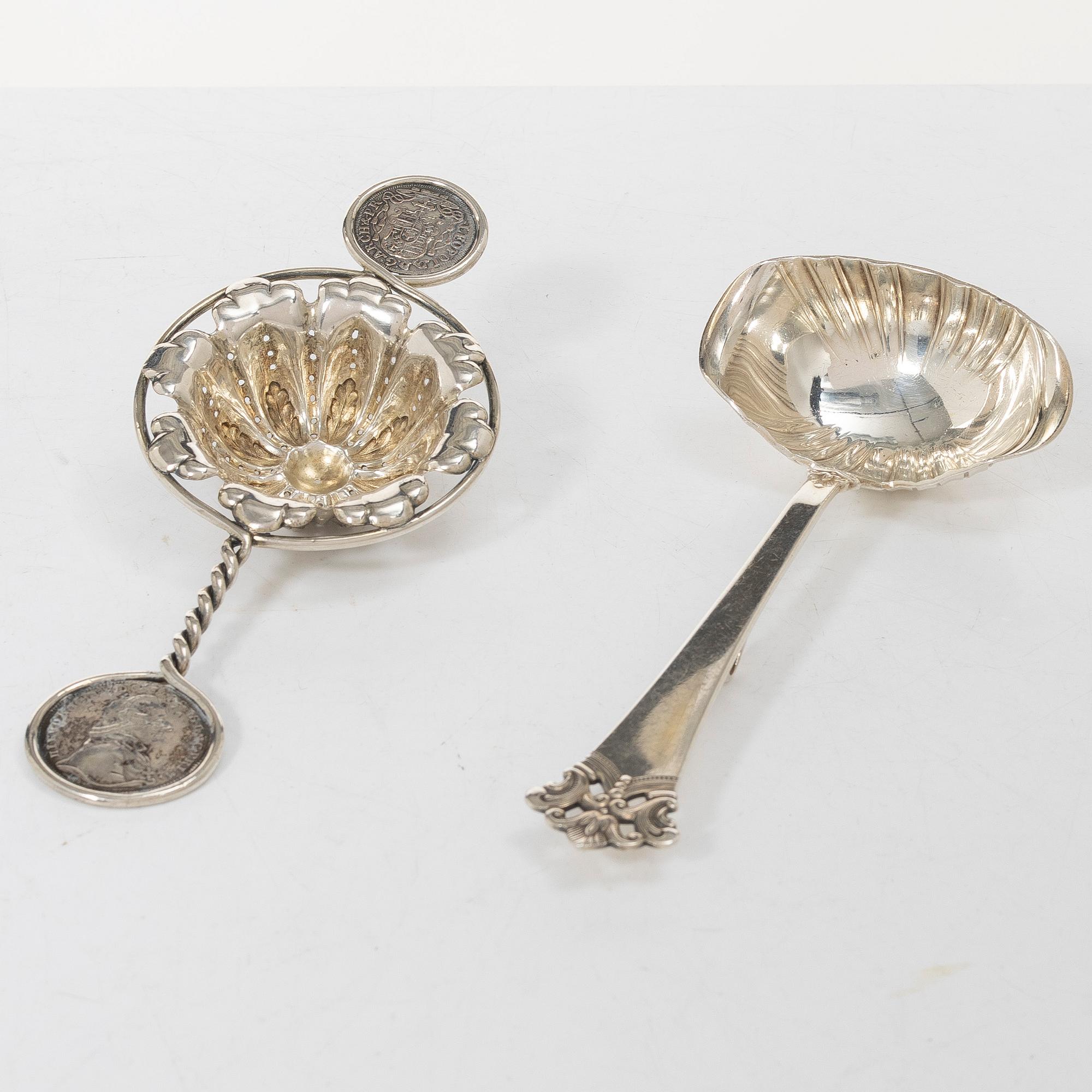 Table accessories, 7 pieces, silver, including Denmark 1880s.