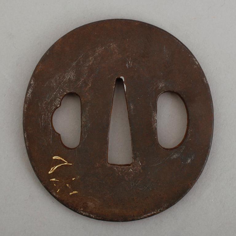 TSUBA, järn, Japan, Mitsumasa, 1700-tal.