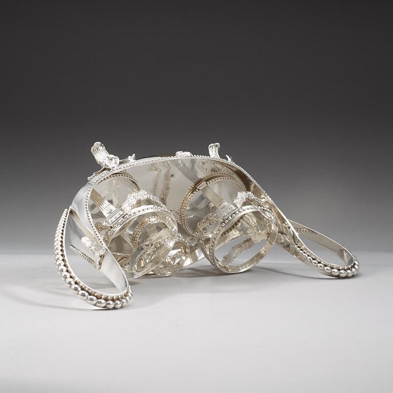 A Swedish 18th century silver cruet-set, Anders Brandt, Norköping 1786.