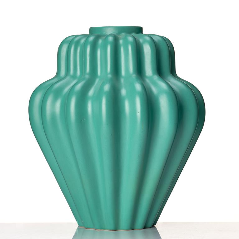 Ewald Dahlskog, two faience vases, Bo Fajans 1930's.