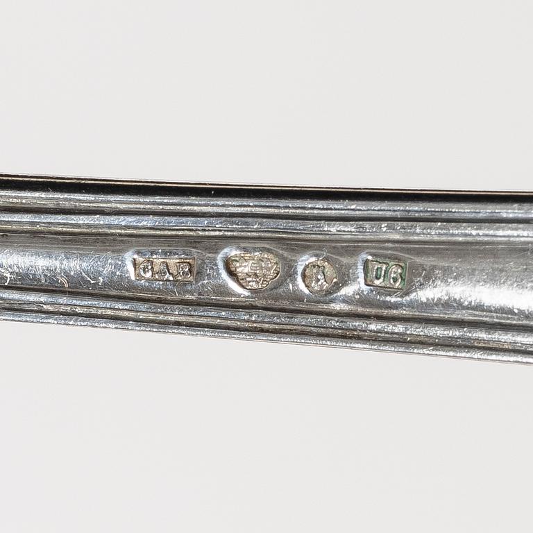 Dinner spoons, 12 pcs, as well as tea spoons, 12 pcs, silver, old French, mostly CF Carlman, Stockholm 1897-1898.